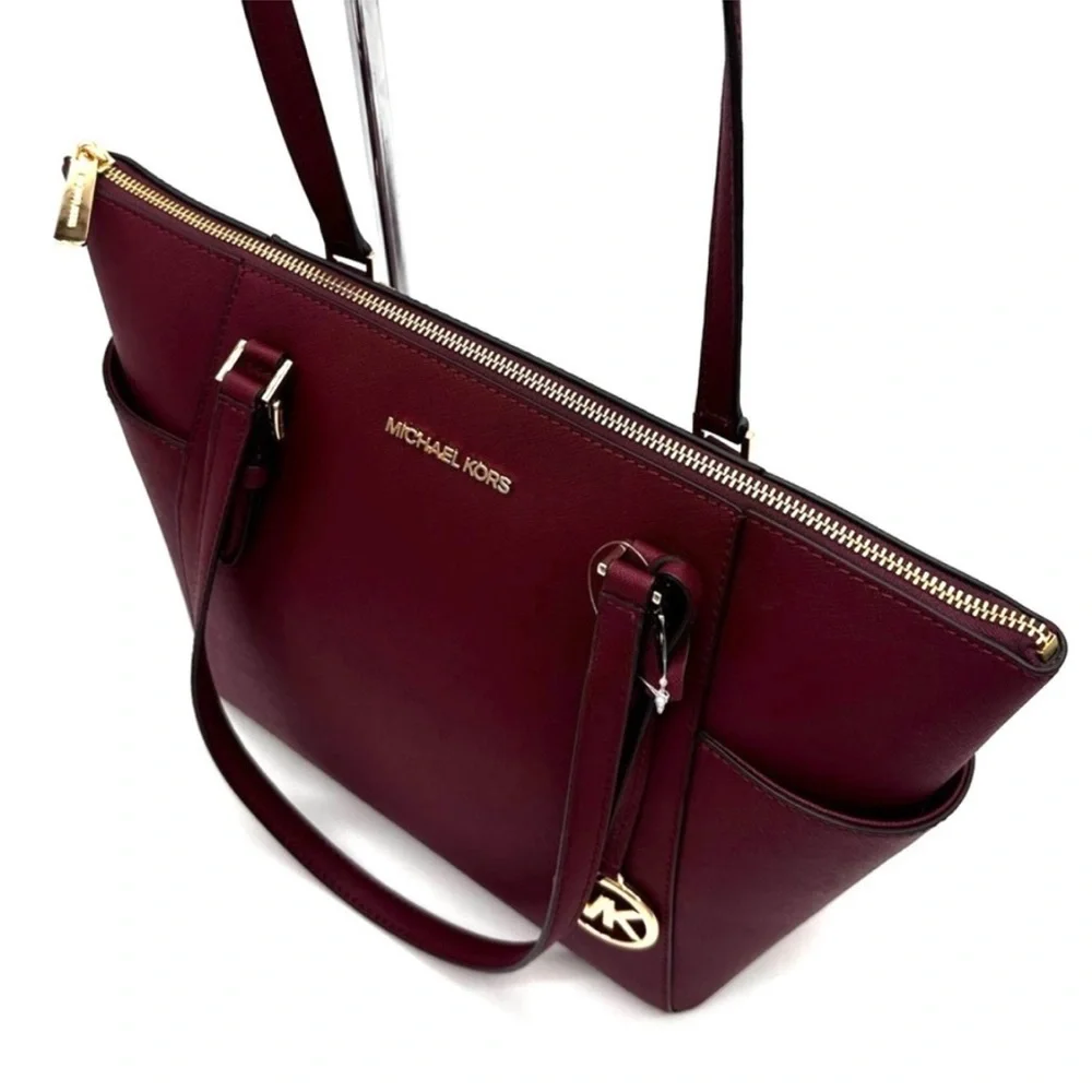 Michael Kors Large Charlotte TZ Tote Bag & Large Continental Wallet Dark Cherry - Picture 8 of 13